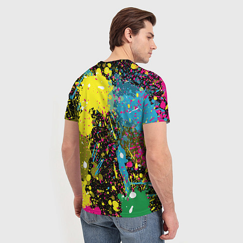 Мужская футболка Панда хипстер в брызгах краски / 3D-принт – фото 4