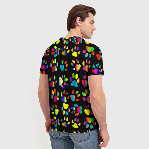 Мужская футболка Корги Цветные лапки / 3D-принт – фото 4