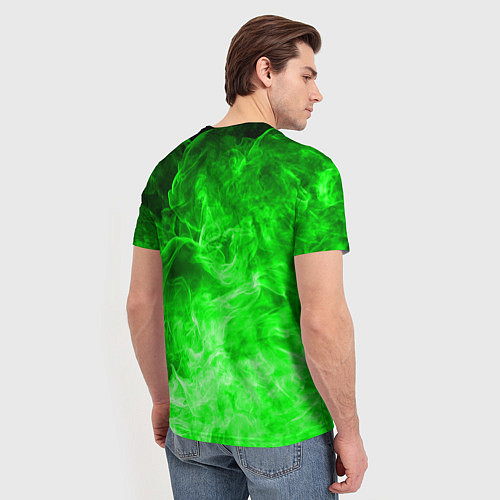 Мужская футболка ОГОНЬ GREEN NEON / 3D-принт – фото 4