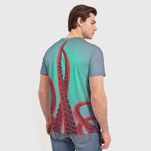 Мужская футболка Красные щупальца осминога / 3D-принт – фото 4