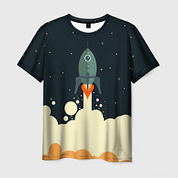 Мужская футболка Ракета дым космос