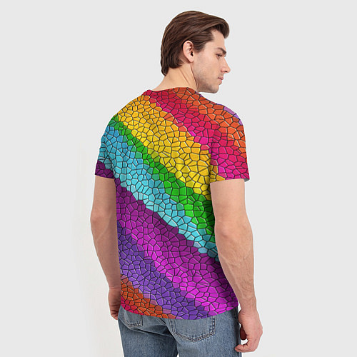 Мужская футболка Яркая мозаика радуга диагональ / 3D-принт – фото 4