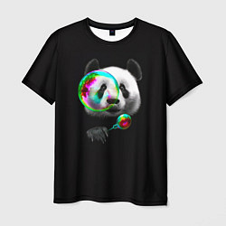Мужская футболка Панда и мыльный пузырь