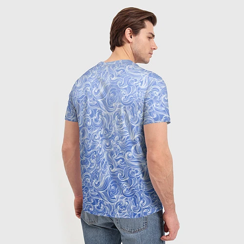 Мужская футболка Волны на голубом фоне / 3D-принт – фото 4