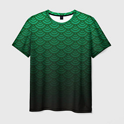 Мужская футболка Узор зеленая чешуя дракон