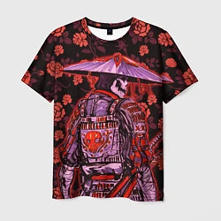 Мужская футболка Самурай в розах