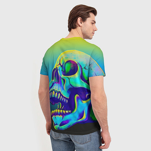 Мужская футболка Neon skull / 3D-принт – фото 4