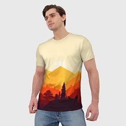 Футболка мужская Горы закат пейзаж лиса арт, цвет: 3D-принт — фото 2