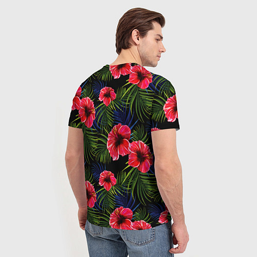 Мужская футболка Тропические цветы и листья / 3D-принт – фото 4