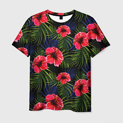 Мужская футболка Тропические цветы и листья