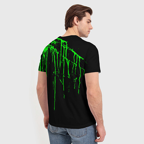 Мужская футболка Юрий следы рук в зеленой краске / 3D-принт – фото 4