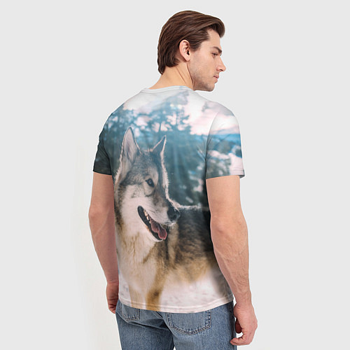 Мужская футболка Волк и снег / 3D-принт – фото 4