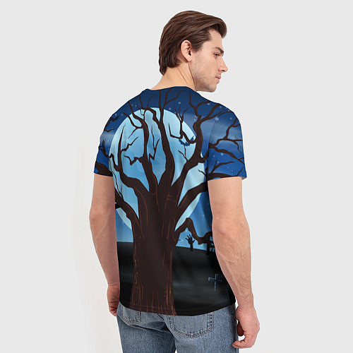 Мужская футболка Жуткое дерево на кладбище / 3D-принт – фото 4