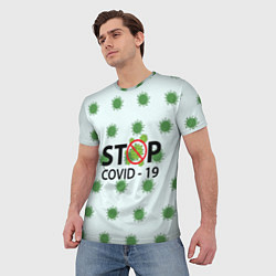 Футболка мужская Stop COVID, цвет: 3D-принт — фото 2