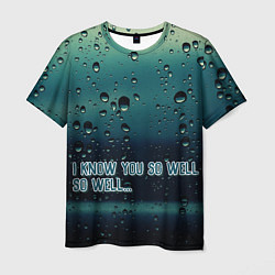 Мужская футболка Капли вода дождь текст