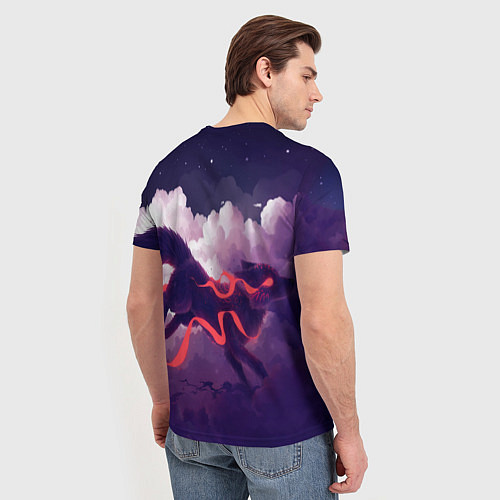 Мужская футболка Лиса бежит по облакам / 3D-принт – фото 4