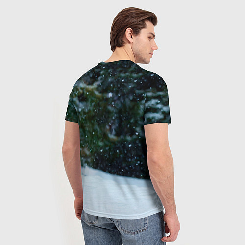 Мужская футболка Лиса в зимнем лесу / 3D-принт – фото 4