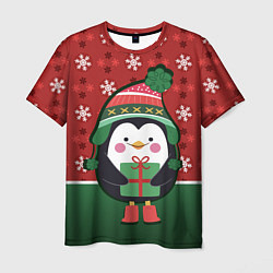 Мужская футболка Пингвин Новый год