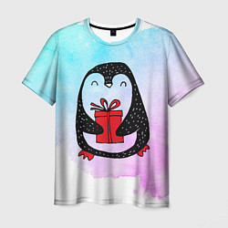 Мужская футболка Милый пингвин с подарком