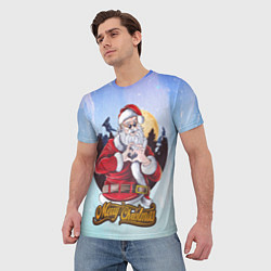 Футболка мужская Санта силач, цвет: 3D-принт — фото 2