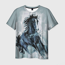Мужская футболка Нарисованный конь