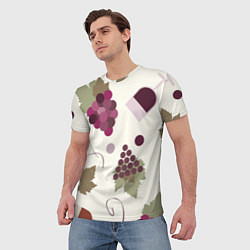 Футболка мужская Виноград и винишко, цвет: 3D-принт — фото 2