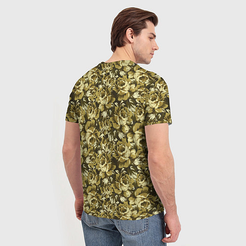 Мужская футболка Золотой камуфляж из роз / 3D-принт – фото 4