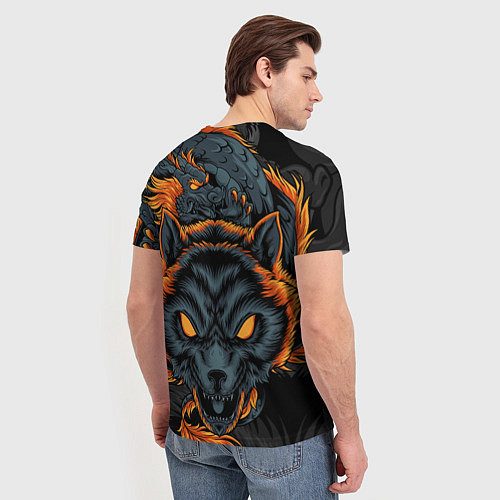 Мужская футболка Волк и дракон / 3D-принт – фото 4