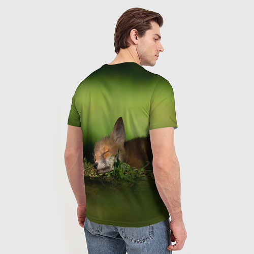 Мужская футболка Сонный лисенок / 3D-принт – фото 4