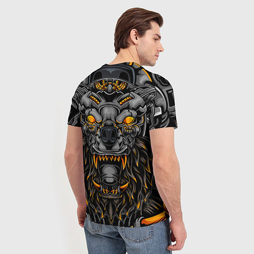 Мужская футболка Хищный лев киборг / 3D-принт – фото 4