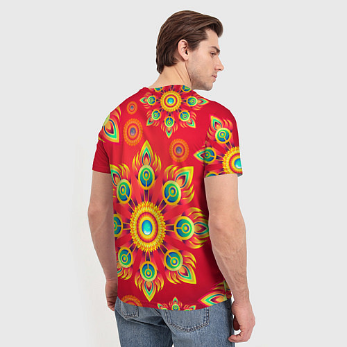 Мужская футболка Цветок перья жар-птицы / 3D-принт – фото 4