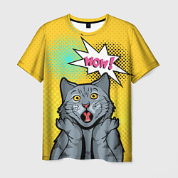 Мужская футболка Pop Art Cat Wow