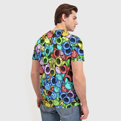 Мужская футболка Цветные Поп Котики / 3D-принт – фото 4