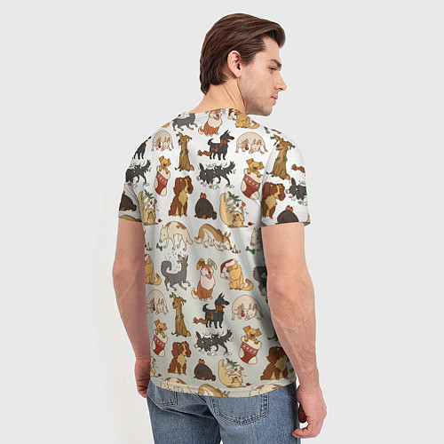 Мужская футболка Узор песики собачки гав / 3D-принт – фото 4