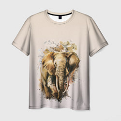 Мужская футболка Акварельный слон брызги