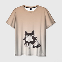 Мужская футболка Сова котик аниме