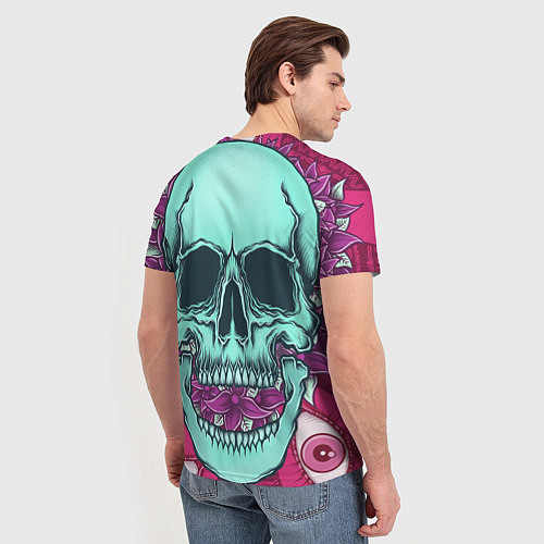 Мужская футболка Череп в цветах / 3D-принт – фото 4