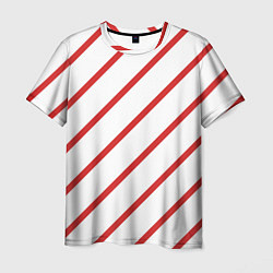 Футболка мужская Полосы красные на белом, цвет: 3D-принт