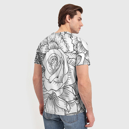 Мужская футболка Тату цветы / 3D-принт – фото 4