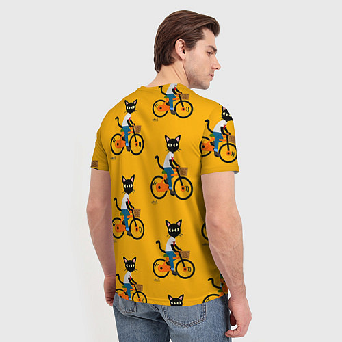 Мужская футболка Котики на велосипедах / 3D-принт – фото 4