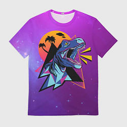 Мужская футболка Retrowave Neon Dinosaur