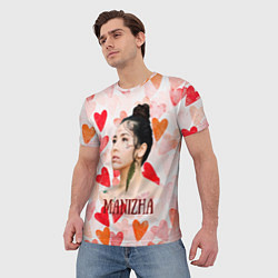 Футболка мужская Manizha на фоне сердечек, цвет: 3D-принт — фото 2