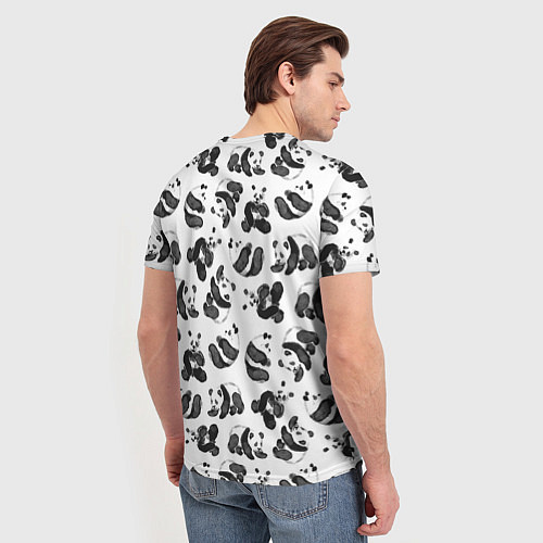 Мужская футболка Акварельные панды паттерн / 3D-принт – фото 4