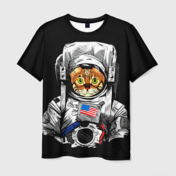 Футболка мужская Кот Космонавт США, цвет: 3D-принт