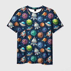 Мужская футболка Мультяшные планеты