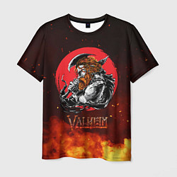 Мужская футболка Valheim огненный викинг