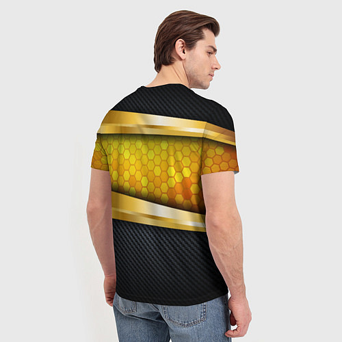 Мужская футболка 3D ЗОЛОТЫЕ СОТЫ БРОНЯ 3Д / 3D-принт – фото 4