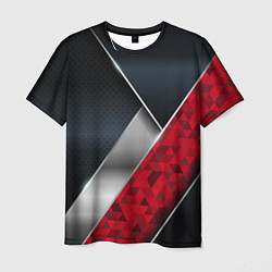 Мужская футболка 3D BLACK AND RED METAL