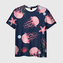Мужская футболка Розовые медузы