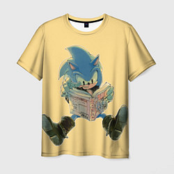 Мужская футболка Соник с книжкой